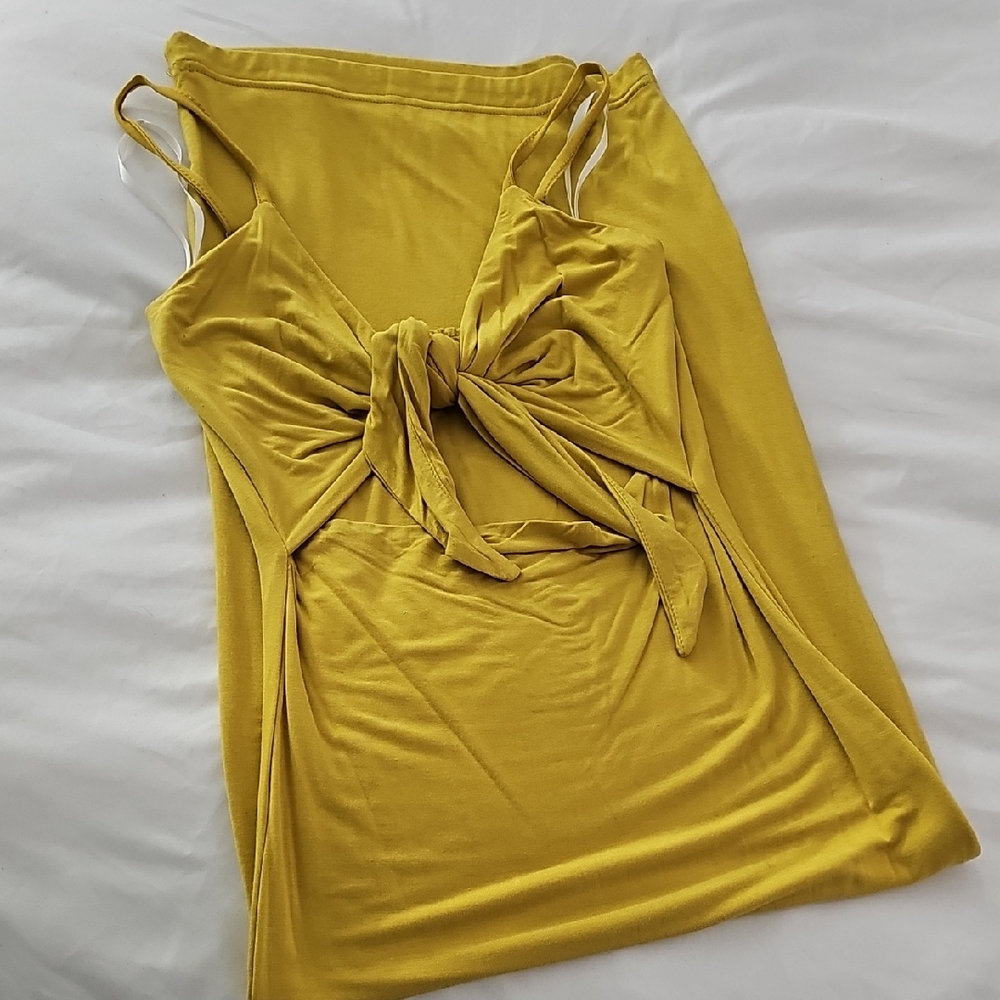 JLUXLABEL Mustard Knot Detail Dress Sexy NWOT Size Small